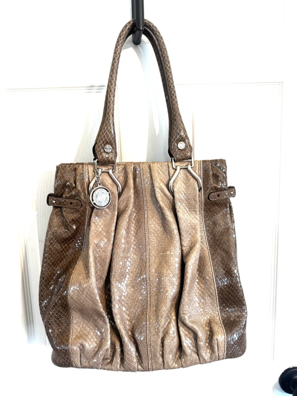 Vintage Y2K Celine Pillow Python-Embossed High Gloss Hobo Bag